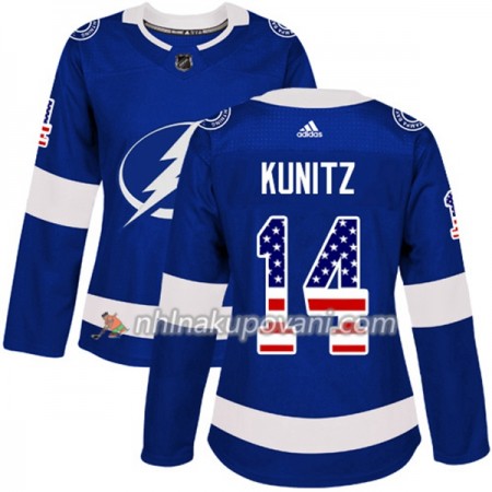 Tampa Bay Lightning Dresy Chris Kunitz 14 2017-2018 USA Flag Fashion Modrá Adidas Authentic - Dámské